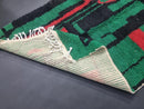 Handmade Moroccan Beni Ourain Rug – Berber Area Rug in Green & Black with Red Accents – Perfect for Living Rooms, Bedrooms and More
