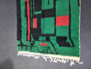 Handmade Moroccan Beni Ourain Rug – Berber Area Rug in Green & Black with Red Accents – Perfect for Living Rooms, Bedrooms and More