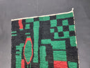Handmade Moroccan Beni Ourain Rug – Berber Area Rug in Green & Black with Red Accents – Perfect for Living Rooms, Bedrooms and More