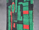Handmade Moroccan Beni Ourain Rug – Berber Area Rug in Green & Black with Red Accents – Perfect for Living Rooms, Bedrooms and More