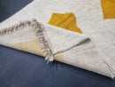 Custom Moroccan Rug - Abstract Handmade Beni Ourain Wool Berber Carpet, Modern Area Rug, Custom Sizes, White & Mustard Design by 100kends