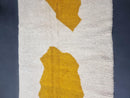 Custom Moroccan Rug - Abstract Handmade Beni Ourain Wool Berber Carpet, Modern Area Rug, Custom Sizes, White & Mustard Design by 100kends