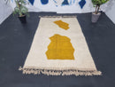 Custom Moroccan Rug - Abstract Handmade Beni Ourain Wool Berber Carpet, Modern Area Rug, Custom Sizes, White & Mustard Design by 100kends