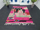 Vibrant Pink Handmade Moroccan Boujaad Rug - Custom Size Wool Tribal Area Rug for Bohemian Bedrooms, Living Rooms & More by 100kends