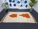 Custom Moroccan Rug - Handmade Wool Berber Rug with Abstract Rust Pattern, White Beni Ourain Rug, Custom Sizes Available