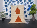 Custom Moroccan Rug - Handmade Wool Berber Rug with Abstract Rust Pattern, White Beni Ourain Rug, Custom Sizes Available