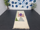 Custom Moroccan Beni Ourain Runner Rug - Abstract Geometric Wool Rug - Handmade Narrow Berber Rug with Artistic Tribal Design
