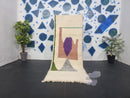 Custom Moroccan Beni Ourain Runner Rug - Abstract Geometric Wool Rug - Handmade Narrow Berber Rug with Artistic Tribal Design
