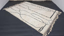 Handmade Morocan Rug Wool | Custom Boho Boujad Style | Large Area Rug 8x10 9x12 10x14 | Modern Minimalist Black & White Beni Rug by 100kends