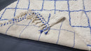 Custom Moroccan Beni Ourain Rug - Authentic Handmade Berber Area Rug with Blue Diamond Pattern - Custom Sizes Available