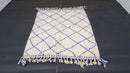 Custom Moroccan Beni Ourain Rug - Authentic Handmade Berber Area Rug with Blue Diamond Pattern - Custom Sizes Available