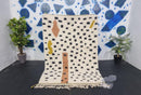 Custom Moroccan Beni Ourain Rug - Handmade Soft Wool Minimalist White and Black Berber Area Rug, Custom Sizes, Modern Moroccan Plain Rug