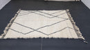 Custom Handmade Moroccan Beni Ourain Wool Rug, Black & White Moroccan Area Rug, Custom Size Ivory Berber Rug, Fluffy Wool Carpet
