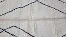 Custom Handmade Moroccan Beni Ourain Wool Rug, Black & White Moroccan Area Rug, Custom Size Ivory Berber Rug, Fluffy Wool Carpet