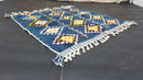 Handmade Blue Moroccan Rug with Geometric Diamond Patterns - Authentic Tribal Berber Wool Rug - Boho Shaggy Area Rug by 100kends