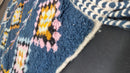 Handmade Blue Moroccan Rug with Geometric Diamond Patterns - Authentic Tribal Berber Wool Rug - Boho Shaggy Area Rug by 100kends