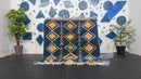 Handmade Blue Moroccan Rug with Geometric Diamond Patterns - Authentic Tribal Berber Wool Rug - Boho Shaggy Area Rug by 100kends