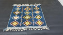 Handmade Blue Moroccan Rug with Geometric Diamond Patterns - Authentic Tribal Berber Wool Rug - Boho Shaggy Area Rug by 100kends