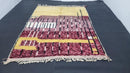 Custom Moroccan Handmade Wool Rug - Purple & Yellow Abstract Beni Ourain Design, Boho Area Rug, Checkered, Custom Sizes, Unique Home Decor