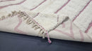Custom Moroccan Rug | Handmade Wool Striped Rug for Living Room, Bedroom, Kitchen | Artistic White Teppich | Sizes 3x5 to 15x15 ft