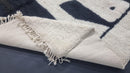 Custom Moroccan Rug - Genuine Wool Shaggy Rug, White and Black Beni Ourain Style - Custom Size Area Rug Handmade by 100kends