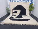 Custom Moroccan Rug - Genuine Wool Shaggy Rug, White and Black Beni Ourain Style - Custom Size Area Rug Handmade by 100kends