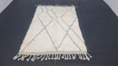 Custom Moroccan Wool Rug, White Rug with Geometric Pattern, Living Room or Bedroom Rug, Artistic Moroccan Carpet, Custom Sizes Available