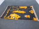 Custom Moroccan Handmade Black and Orange Wool Rug | Berber Beni Ourain Rug | Solid Black Rug | Custom Size rugs are Availableby 100kends