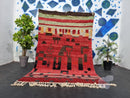 Custom Moroccan Berber Rug - Handmade Beni Ourain Style, Red & Black Wool Rug, Custom Sizes Available - Moroccan Shag Area Rug by 100kends
