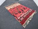 Custom Moroccan Berber Rug - Handmade Beni Ourain Style, Red & Black Wool Rug, Custom Sizes Available - Moroccan Shag Area Rug by 100kends