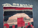 Custom Handmade Moroccan Boujad Wool Rug - Red & Black Berber Boho Rug - Bohemian Style Antique Rug with Custom Sizes Available by 100kends