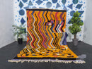 Custom Handmade Moroccan Rug - Vibrant Berber Wool Carpet with Orange & Black Zigzag Patterns, Available in All Sizes by 100kends