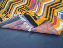 Custom Handmade Moroccan Rug - Vibrant Berber Wool Carpet with Orange & Black Zigzag Patterns, Available in All Sizes by 100kends