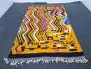 Custom Handmade Moroccan Rug - Vibrant Berber Wool Carpet with Orange & Black Zigzag Patterns, Available in All Sizes by 100kends