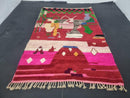 Custom Red Moroccan Wool Rug - Bohemian Tribal Design | 6x9, 9x12, 8x10 & More Sizes | Large Living Room Red Pink Area Rug by 100kends