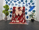 Custom Moroccan Red Azilal Rug | Handmade Berber Wool Carpet | Colorful Shag Moroccan Runner Rug | Red 9x12 Moroccan Carpet by 100kends