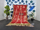 Custom Handmade Moroccan Rug - Boho Red Berber Wool Boujad Rug, Unique Antique-Style Bohemian Carpet, Custom Sizes rug Available by 100kends