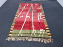 Custom Handmade Moroccan Rug - Boho Red Berber Wool Boujad Rug, Unique Antique-Style Bohemian Carpet, Custom Sizes rug Available by 100kends