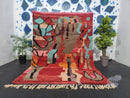 Hand-Tufted Red Moroccan Rug – Shag Rug, 8x10 Rug, Dining Room Rug, 9x12 Area Rugs – Custom Size Abstract Beni Rug by 100kends