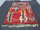 Hand-Tufted Red Moroccan Rug – Shag Rug, 8x10 Rug, Dining Room Rug, 9x12 Area Rugs – Custom Size Abstract Beni Rug by 100kends
