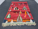 Custom Moroccan Rug | Handmade Red Wool Berber Rug | Authentic Bohemian Moroccan Home Decor | Red Living Room Rug | 100kends