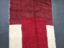 Handmade Custom Moroccan Beni Ourain Wool Rug - White and Red Area Rug - Modern Moroccan Carpet with Fringe Options by 100kends