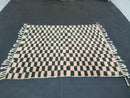 Custom Moroccan Wool Rug - Handwoven Pink and Green Checkered Azilal Rug, Boho Floor Covering, Sizes 3x5 to 15x15 ft by 100kends