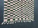 Custom Moroccan Wool Rug - Handwoven Pink and Green Checkered Azilal Rug, Boho Floor Covering, Sizes 3x5 to 15x15 ft by 100kends