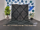 Stunning Handmade Black Moroccan Boujad Rug - Custom Sizes - Boho Contemporary Area Rug - Wool Rug with Fringe Options