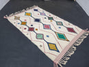 Custom Moroccan Handmade Beni Ourain Rug - 5x7, 8x10, White Berber Rug with Geometric Patterns, Boho Bohemian Style rug by 100kends