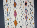 Handwoven Moroccan Beni Ourain Rug – Custom White Wool Berber Rug with Vibrant Patterns for Living Room, Bedroom, or Large Area Rugs
