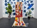 Custom Moroccan Wool Runner Rug - Abstract Berber Hallway Rug with Vibrant Colors - Handwoven Beni Ourain Kilim & Shag Design by 100kends