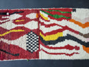 Custom Moroccan Wool Runner Rug - Abstract Berber Hallway Rug with Vibrant Colors - Handwoven Beni Ourain Kilim & Shag Design by 100kends