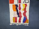 Custom Moroccan Wool Runner Rug - Abstract Berber Hallway Rug with Vibrant Colors - Handwoven Beni Ourain Kilim & Shag Design by 100kends